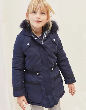 Parka 2 en 1 marine à doudoune étoiles fille