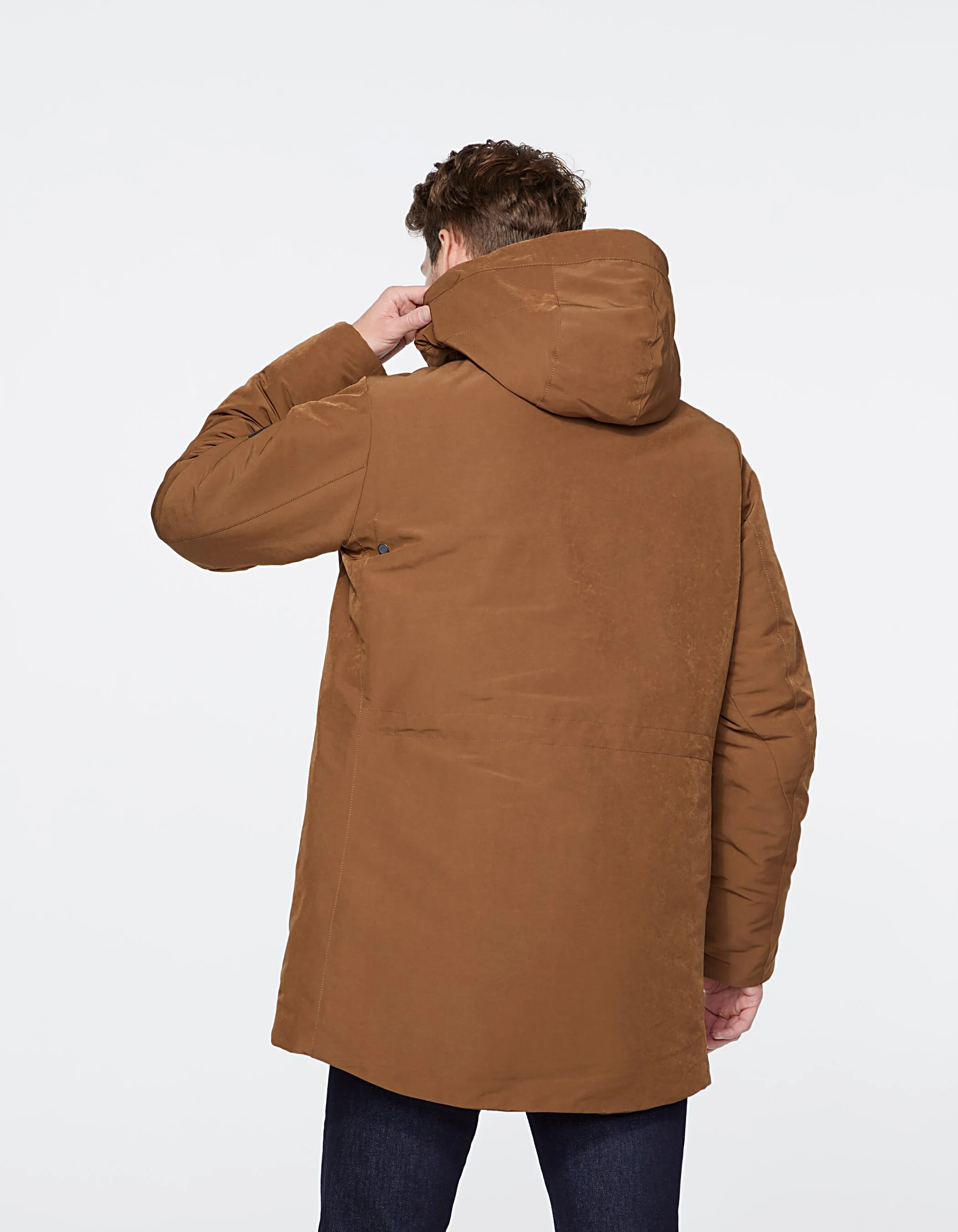 Parka cognac à capuche Homme
