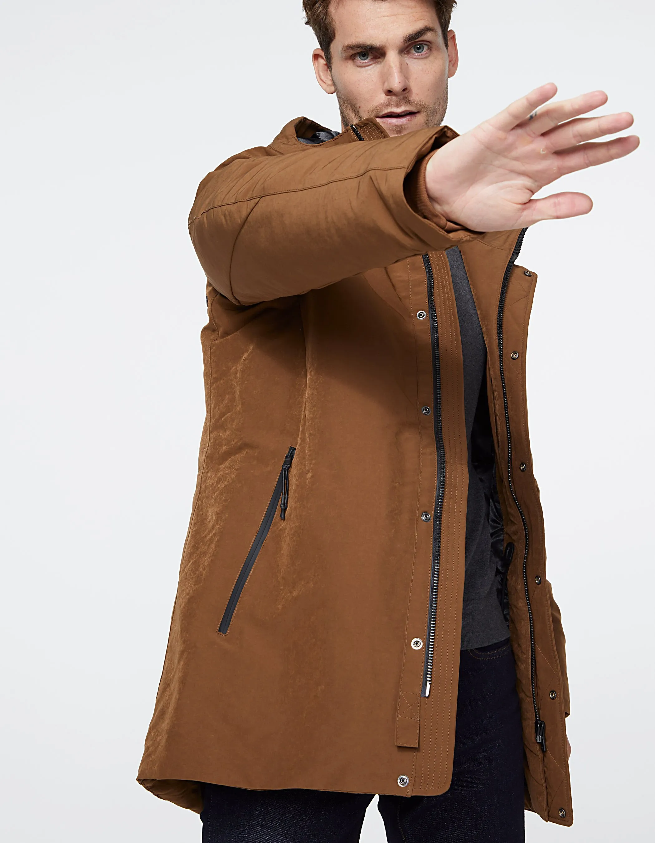 Parka cognac à capuche Homme