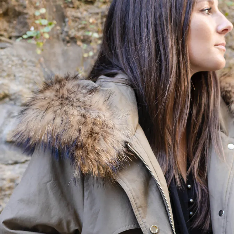 Parka femme kaki et fourrure - Levinsky - Scarpe
