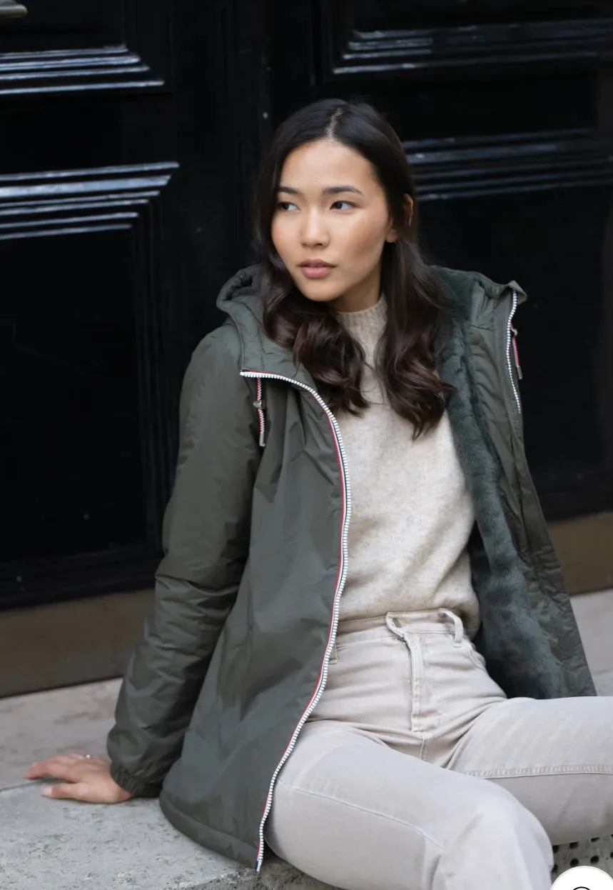 Parka Imperméable THELMA MI-LONG fourré - Kaki - Laura Jo