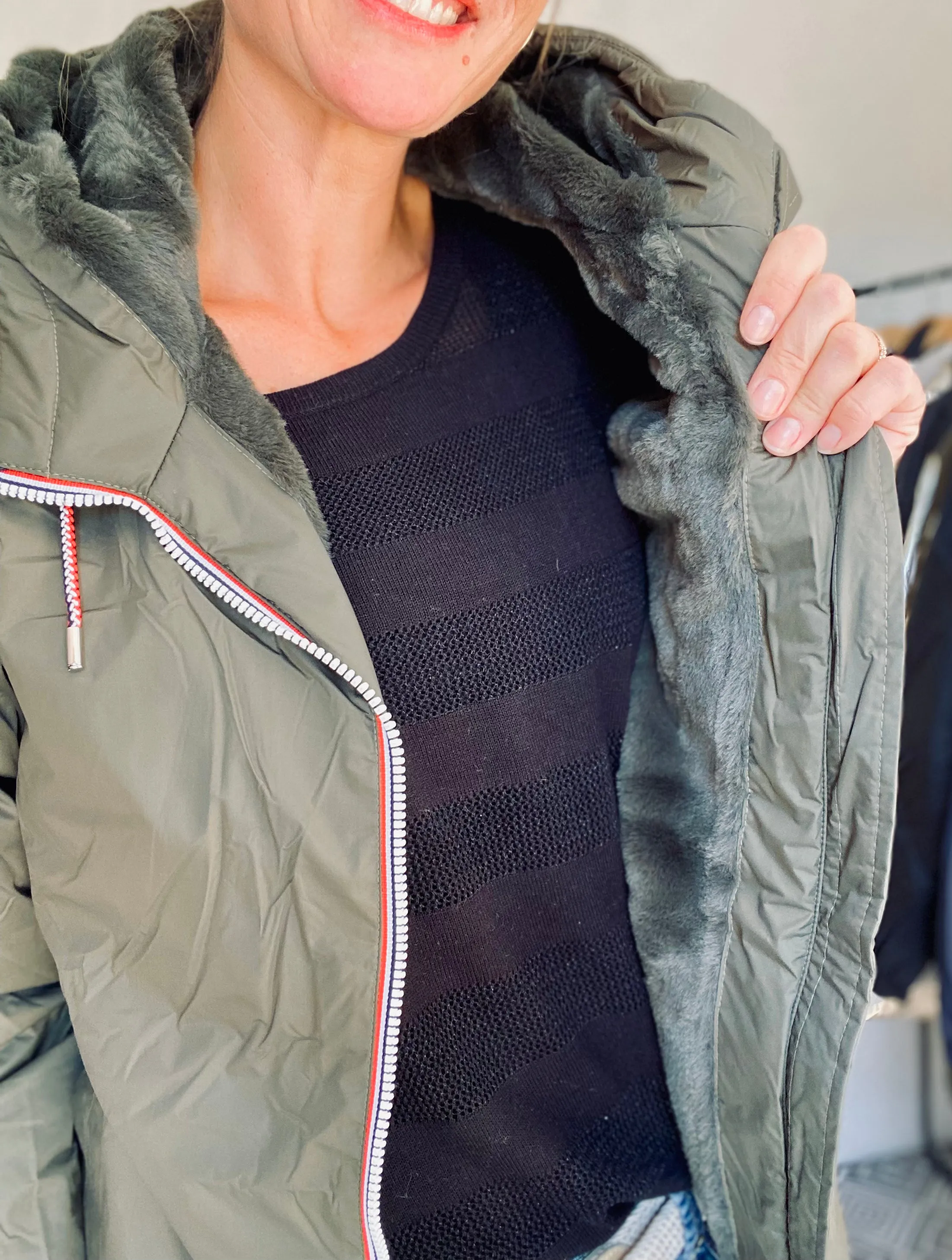 Parka Imperméable THELMA MI-LONG fourré - Kaki - Laura Jo