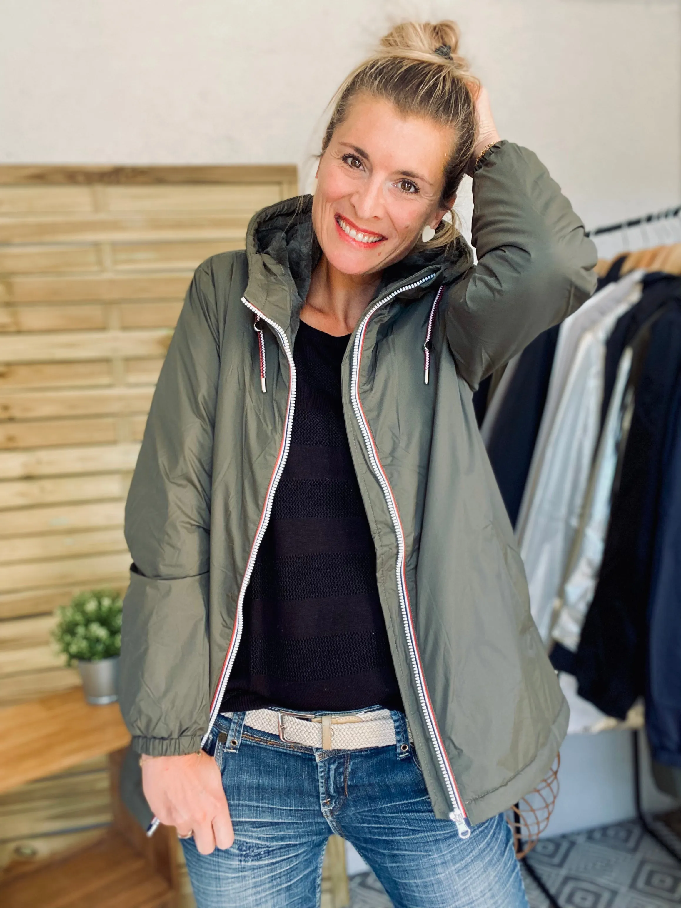 Parka Imperméable THELMA MI-LONG fourré - Kaki - Laura Jo