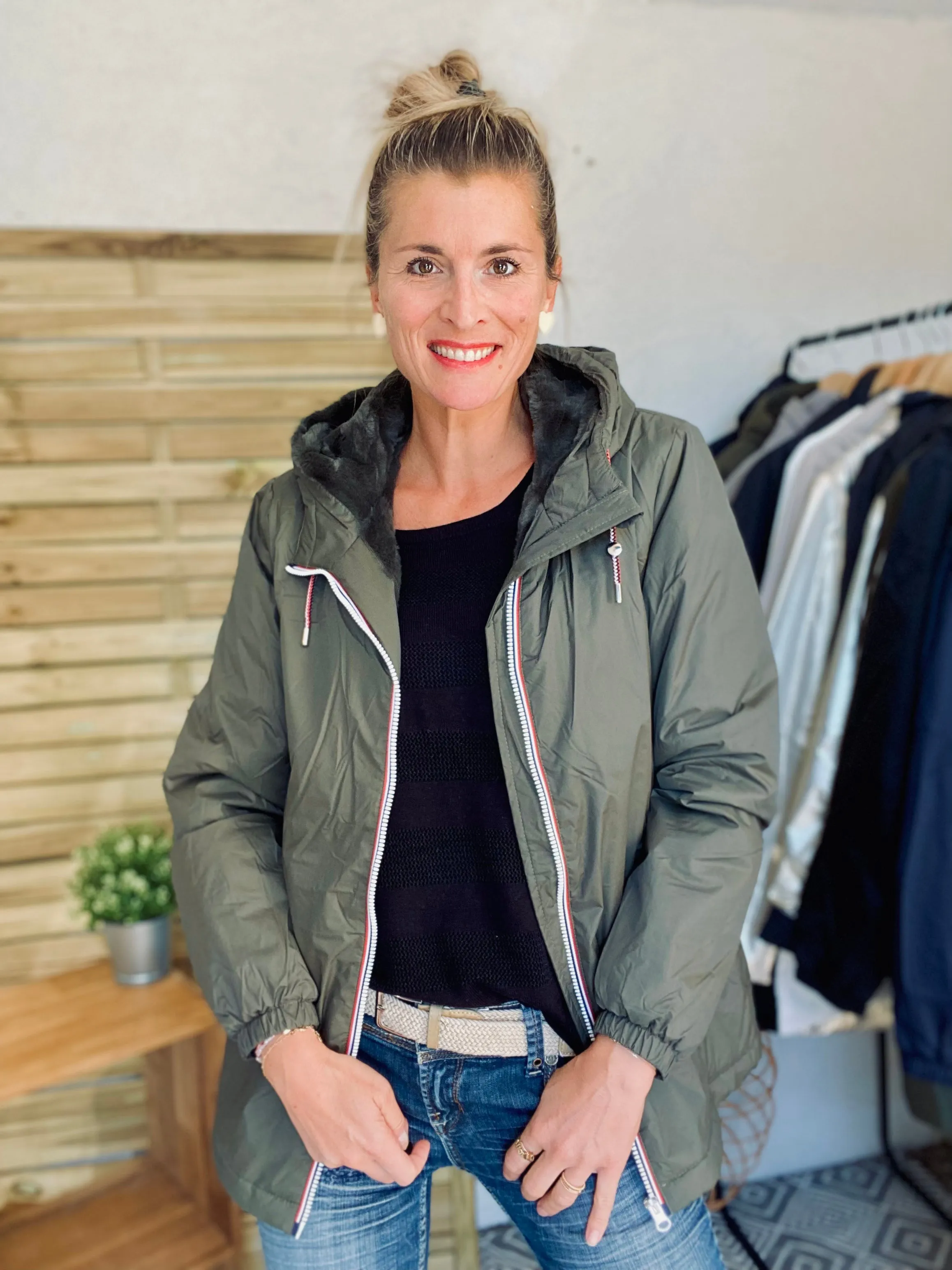 Parka Imperméable THELMA MI-LONG fourré - Kaki - Laura Jo