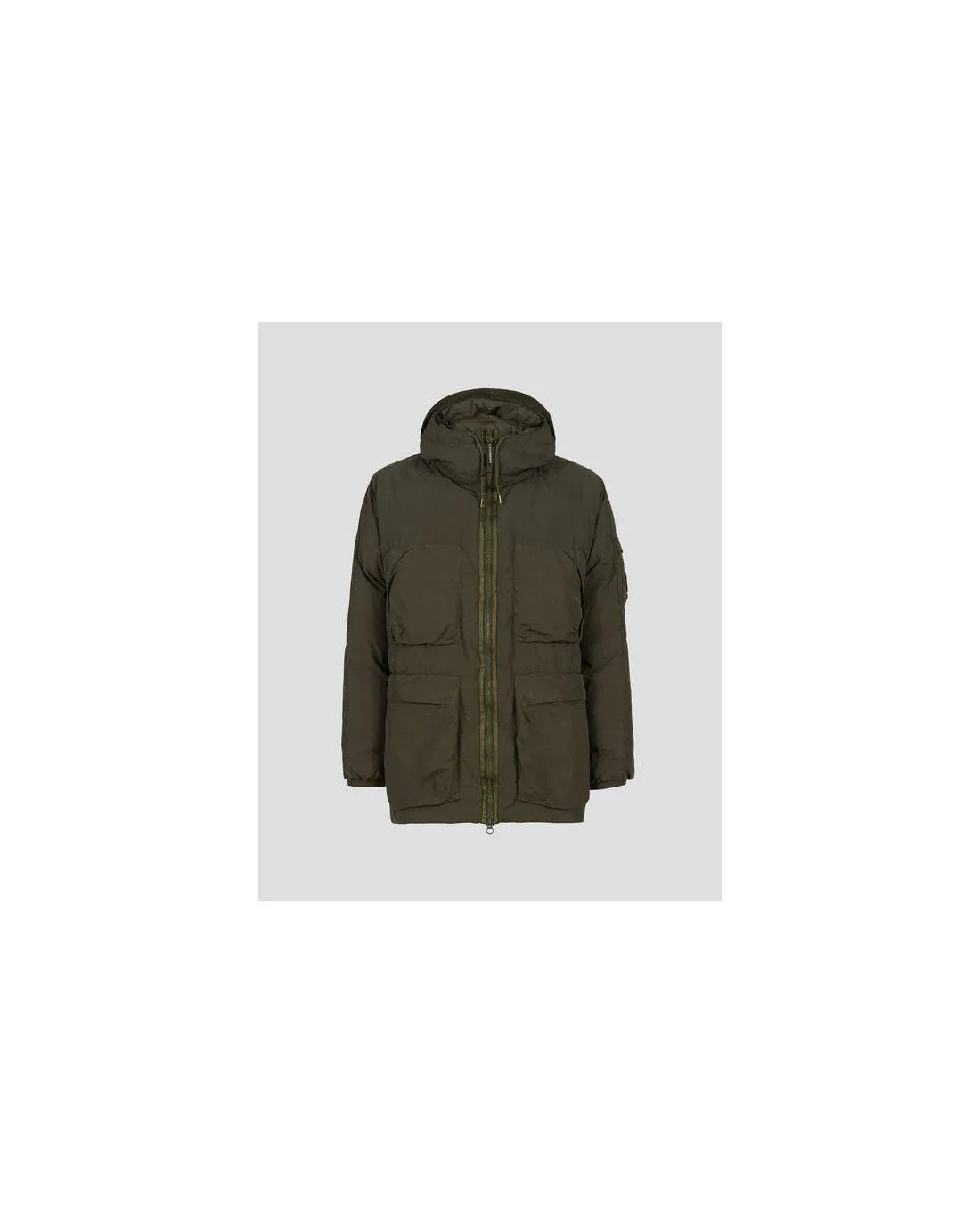 Parka mi-longue FLATT NYLON HOODED DOWN IVY GREEN - CP Company | Chez Maman Rouen