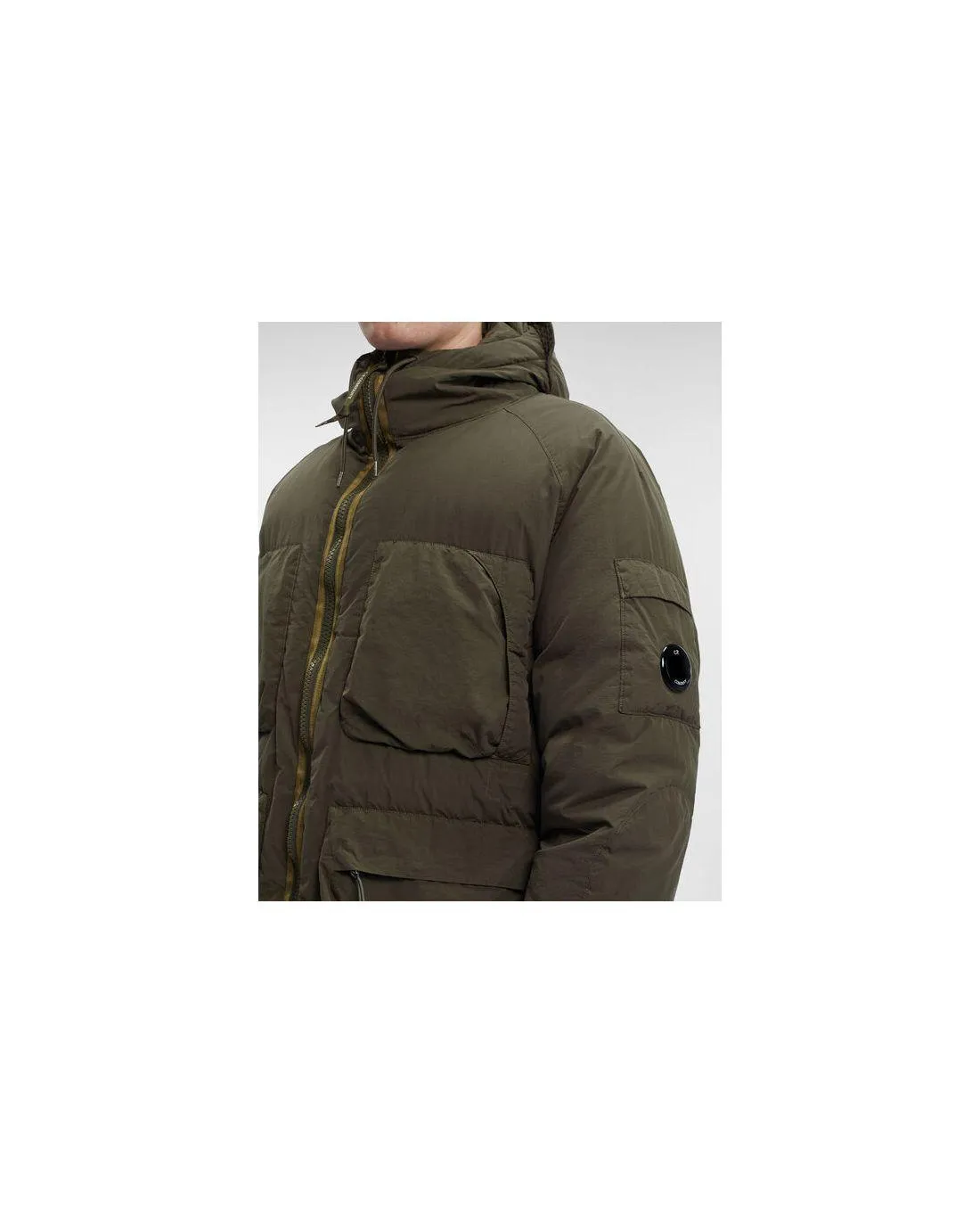 Parka mi-longue FLATT NYLON HOODED DOWN IVY GREEN - CP Company | Chez Maman Rouen