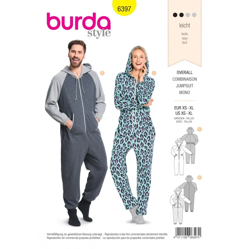 Patron Combinaison Pyjama Burda N°6397