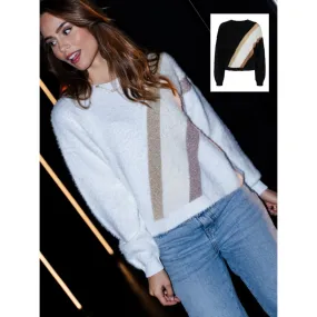Pieces Pull Milo lurex noir ou blanc 17143930