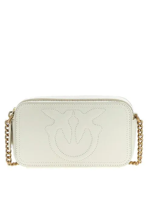 Pinko Carrie Mini Sac Bandoulière, En Cuir Blanc De Soie-Or Antique - Achetez À Prix Outlet!