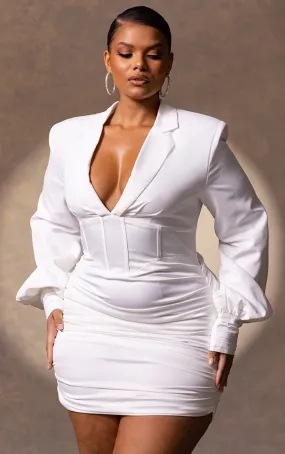 Plus Robe blazer structurée blanche à taille corset