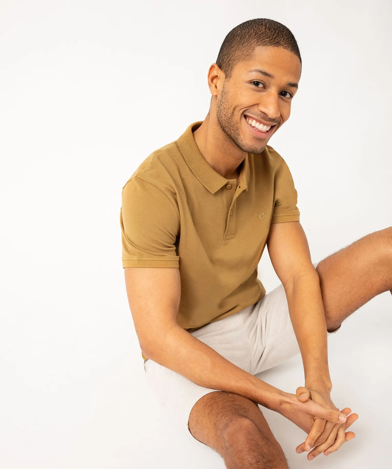 polo a manches courtes en maille piquee homme beige polos