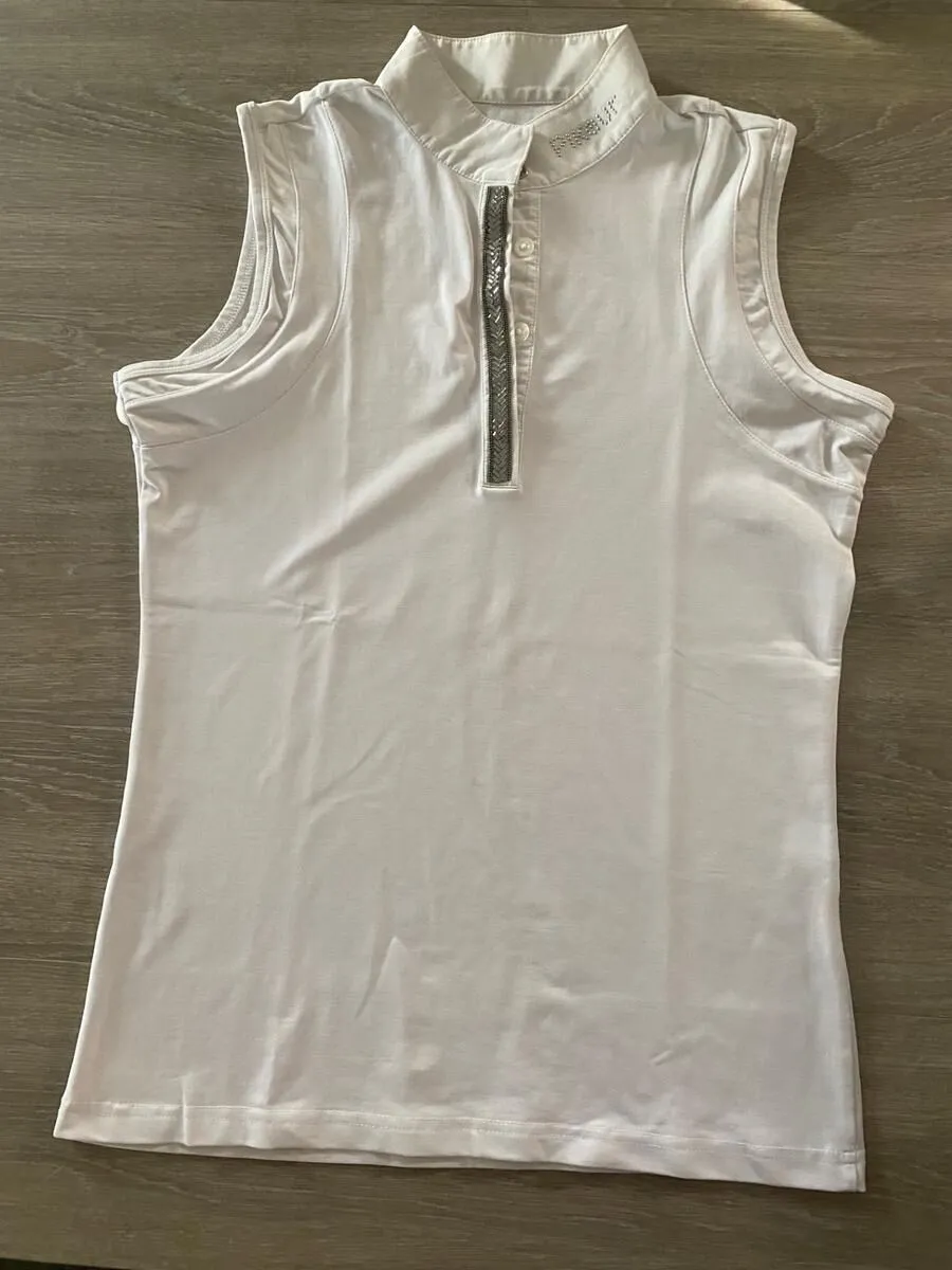 Polo de concours pikeur blanc sans manches taille 38 neuf
