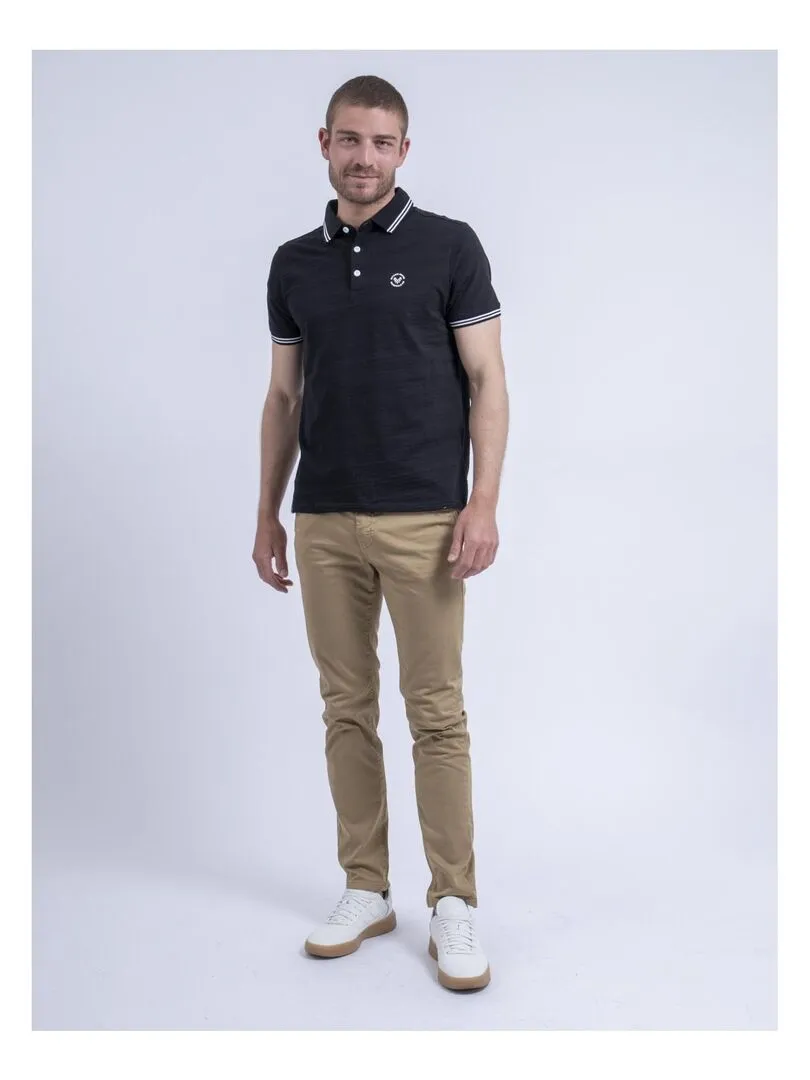 Polo manches courtes pur coton PILIAS - Noir