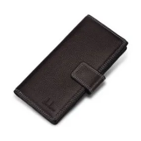 Portefeuille long pour homme en cuir retourné avec fermeture lanière