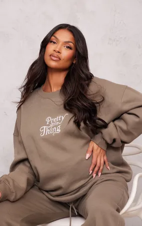 PRETTYLITTLETHING Maternité Sweat de grossesse oversize kaki brodé