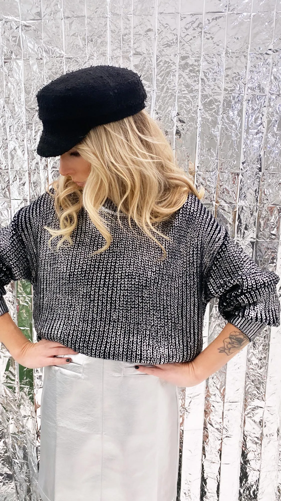Pull argenté maille