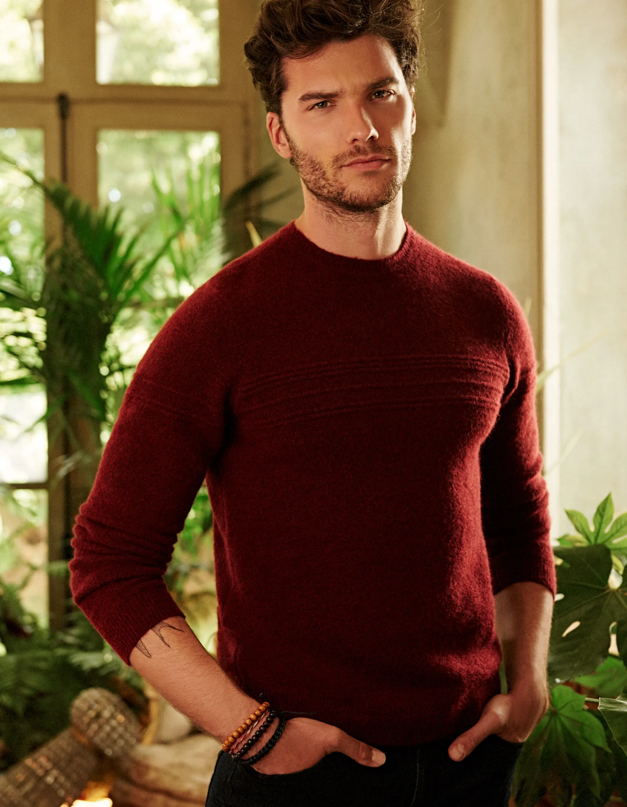 Pull brique maille mousseuse Homme