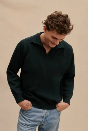 Pull camionneur milano vert foncé en laine mérinos homme