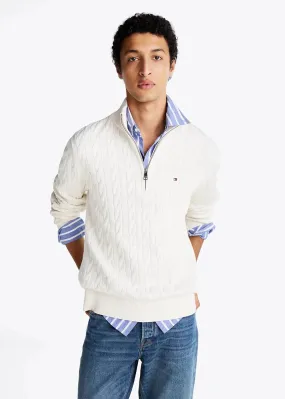 Pull camionneur torsadé Tommy Hilfiger blanc