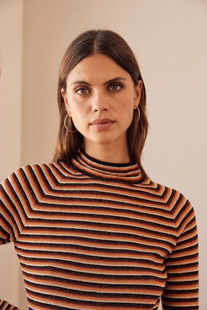 Pull Cesaire rayures orange irisé