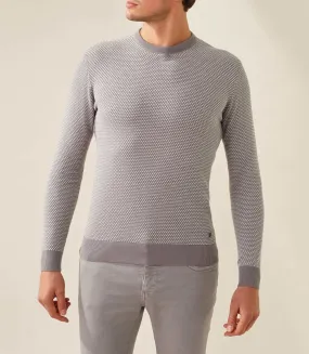 Pull col rond gris-blanc Fapoleon