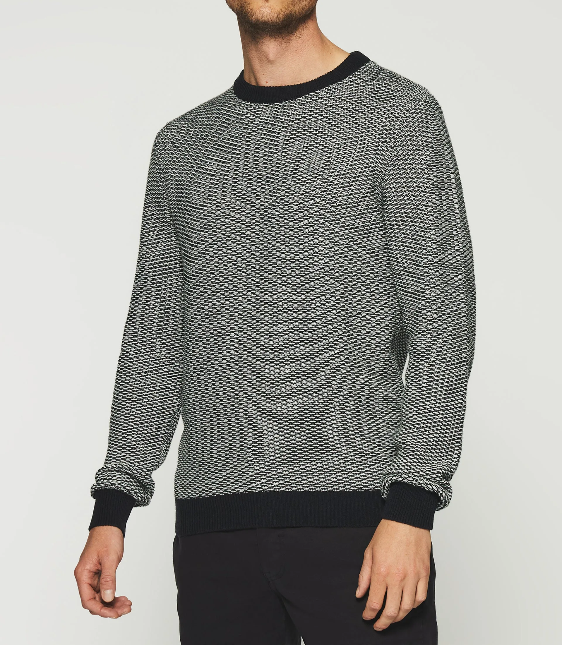Pull col rond marine et écru DAMIAN