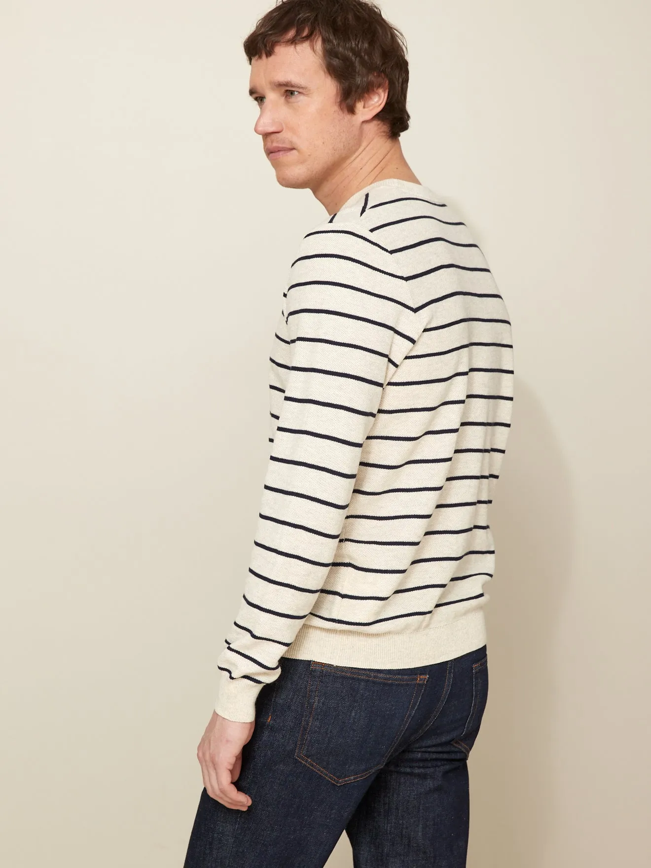 Pull col rond rayé homme