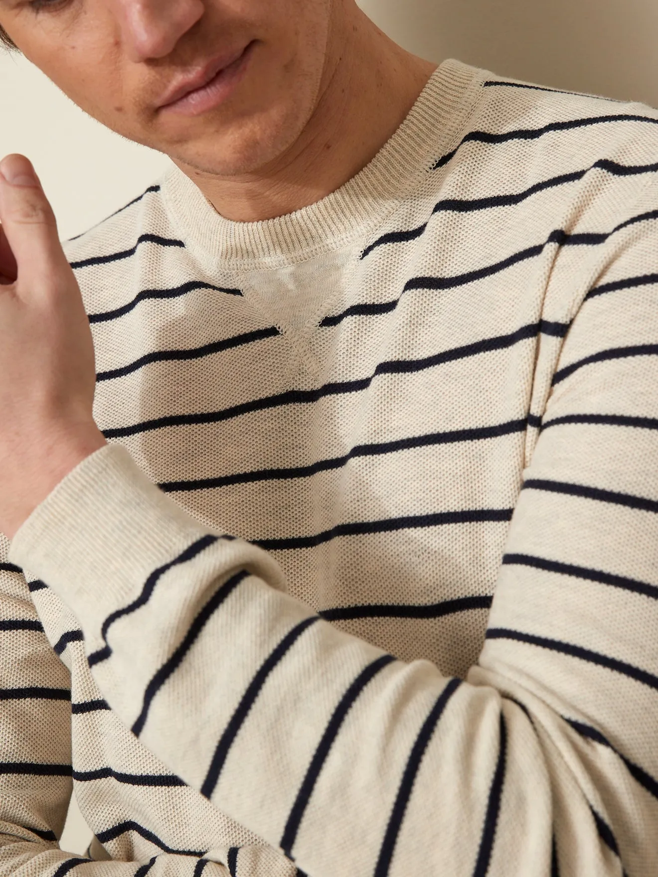 Pull col rond rayé homme