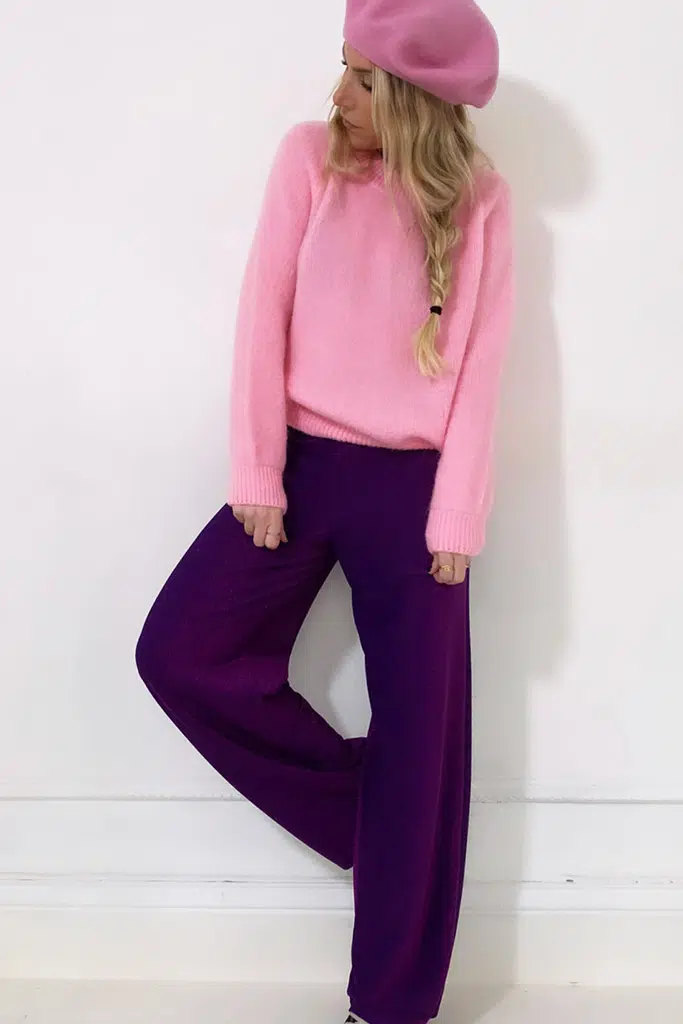 Pull col rond rose bonbon