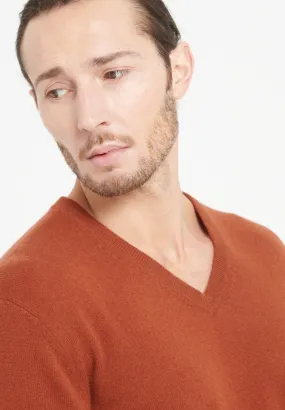 Pull col V cachemire terracotta homme - LUKE 1