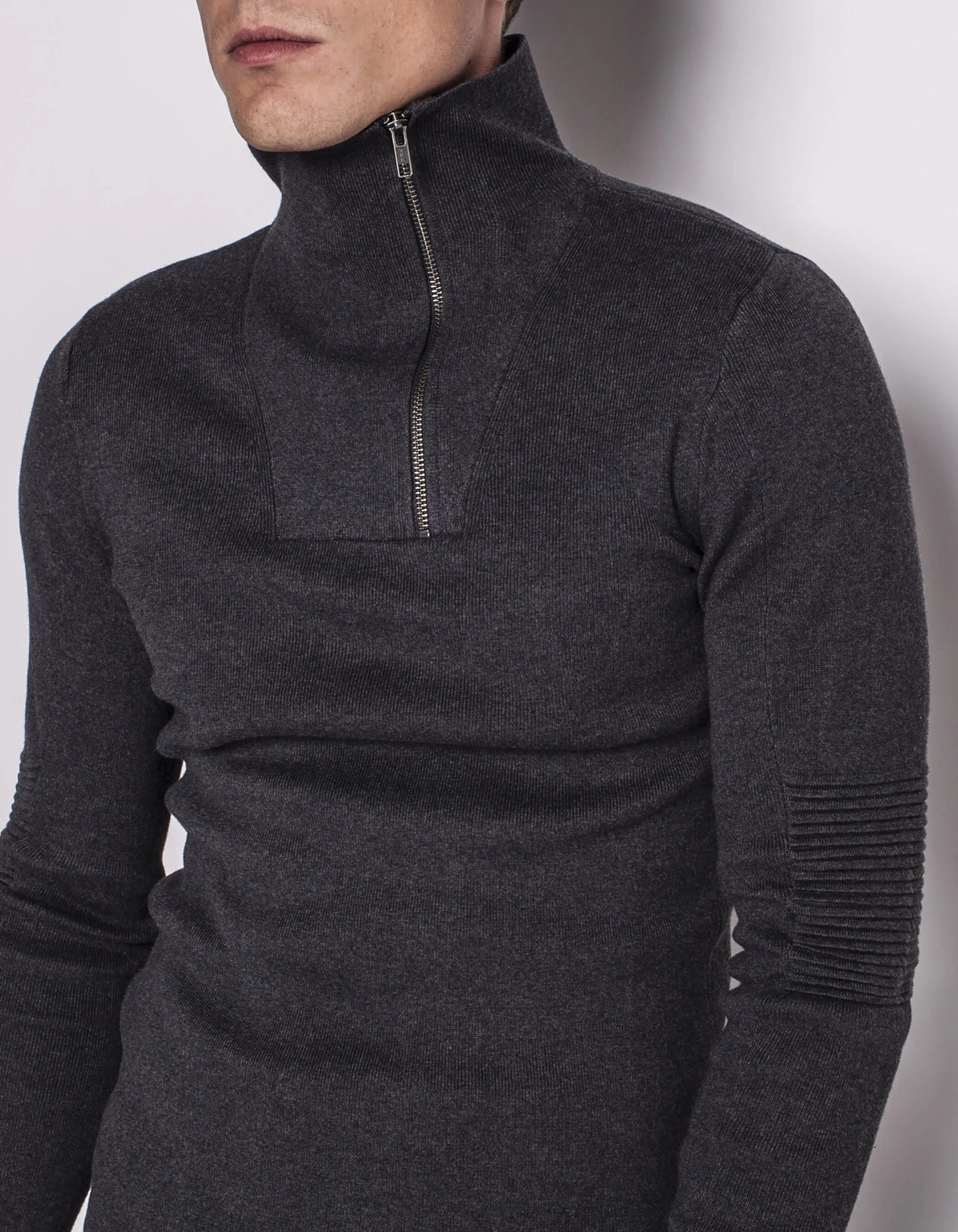 Pull col zippé homme