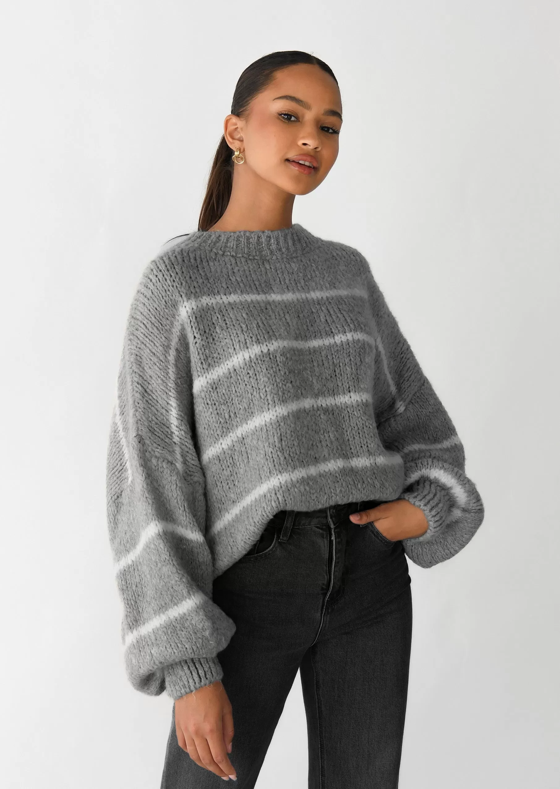 Pull en maille à rayures laine