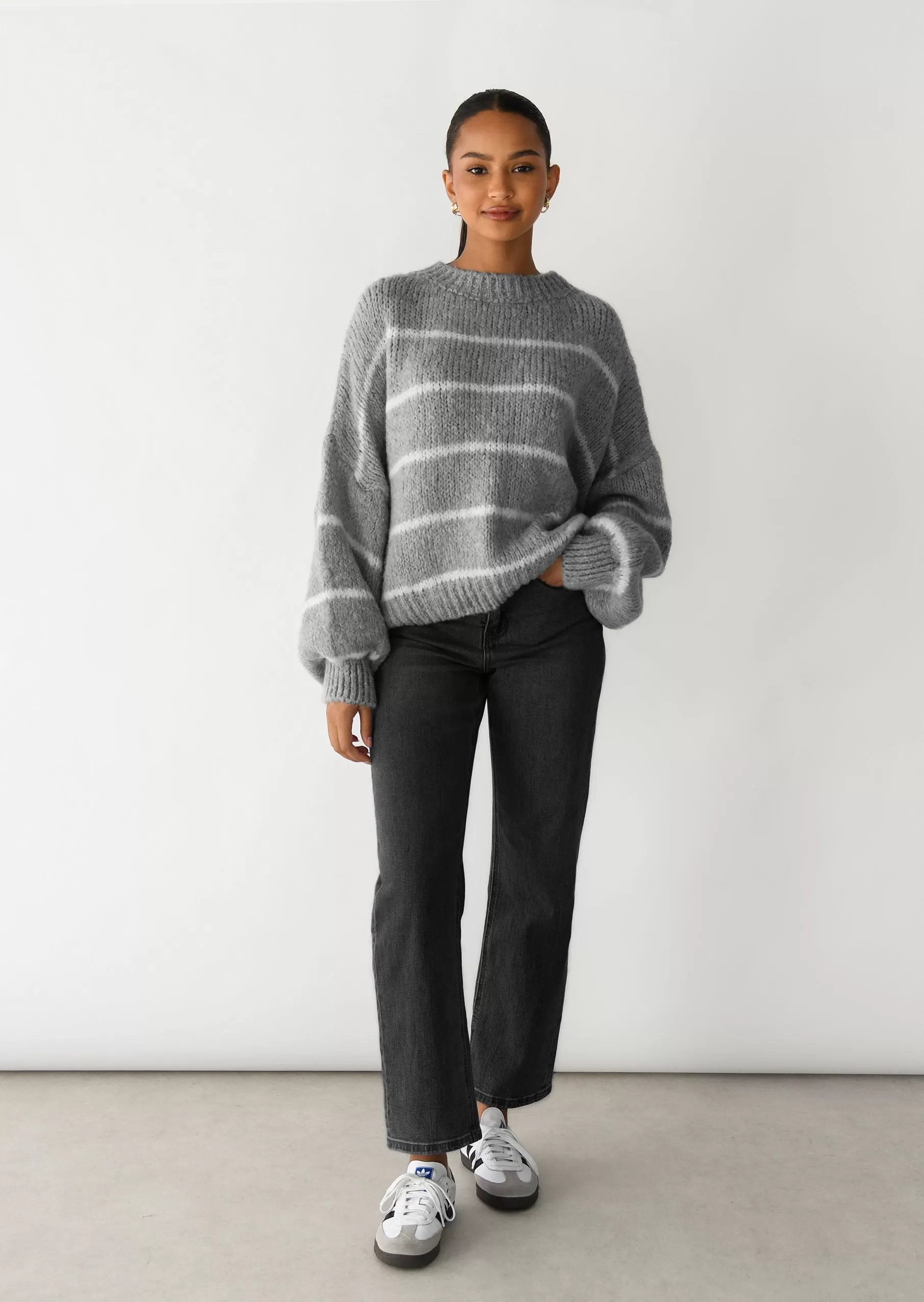 Pull en maille à rayures laine