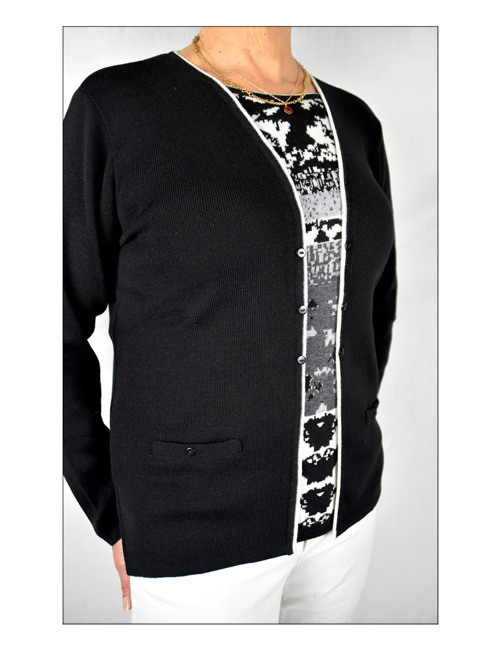 Pull  fantaisie encolure ronde 50% Mérinos