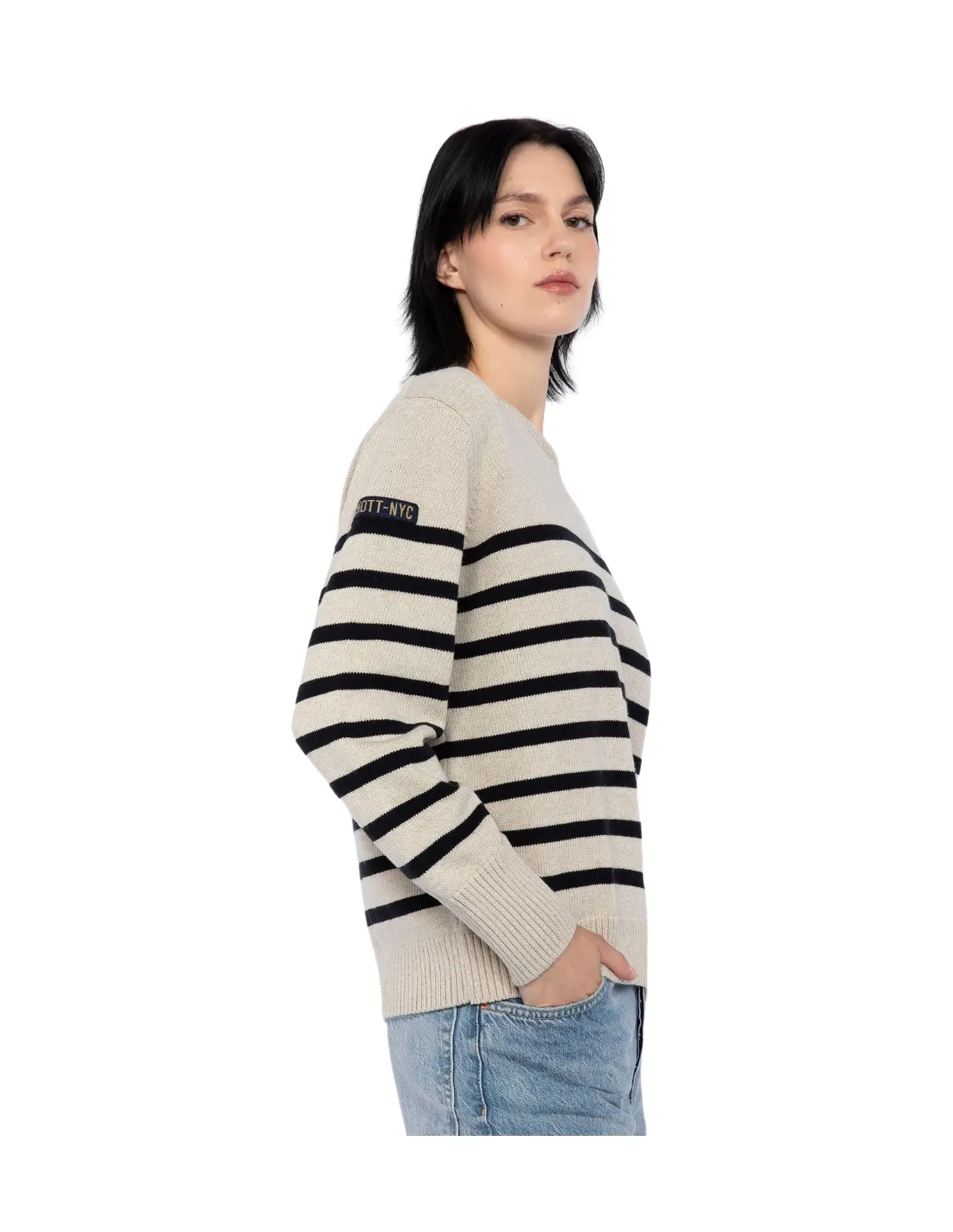 Pull femme Schott Ref 61244 Naturel Marine