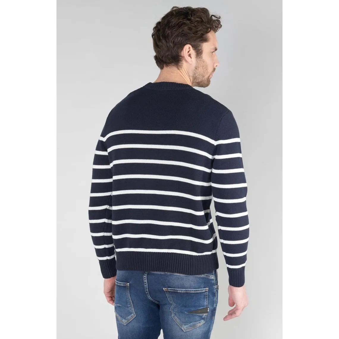 Pull ILOR bleu en coton Le Temps des Cerises - Pull / Gilet / Sweatshirt Homme sur MenCorner