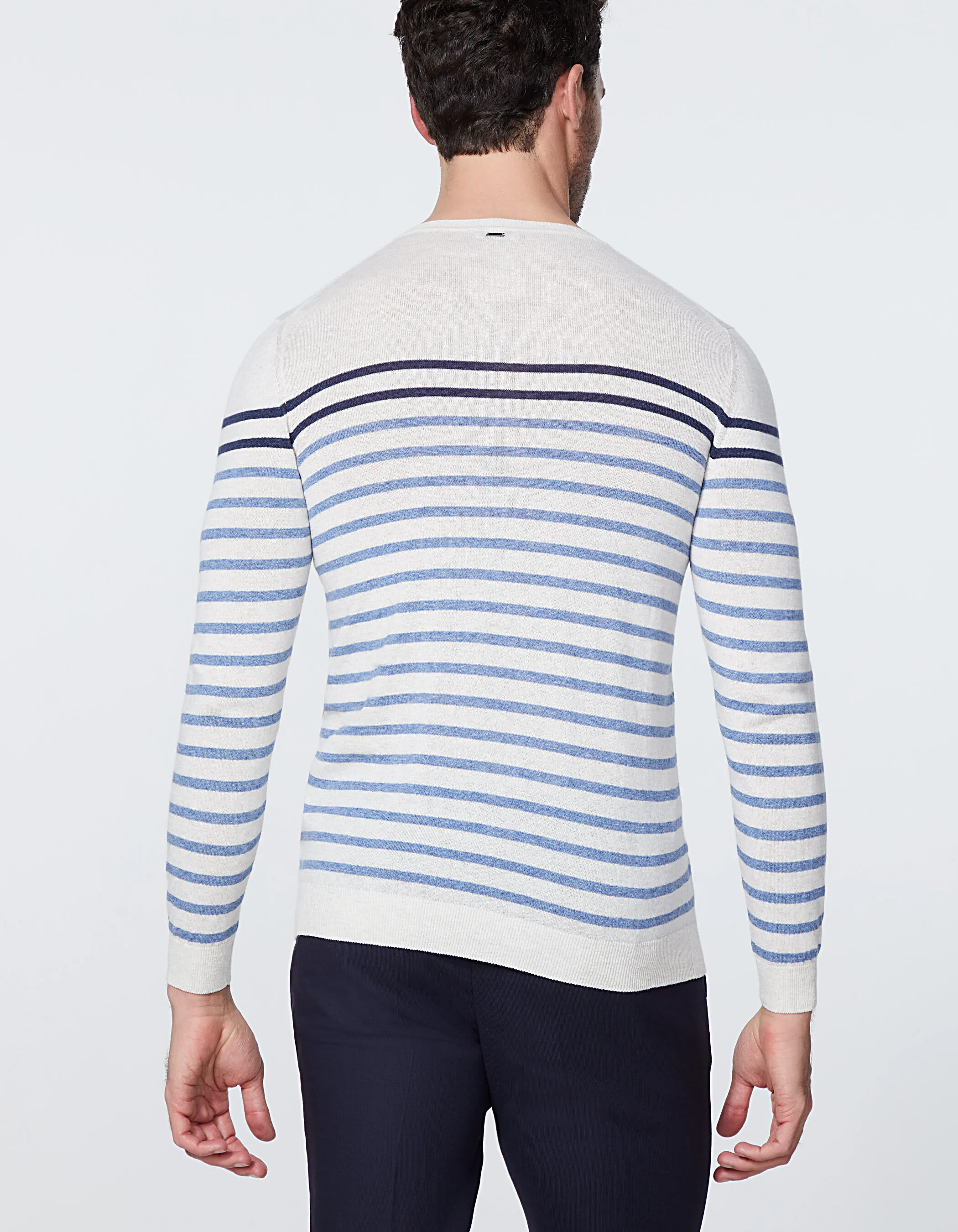 Pull marinière off white à rayures bicolores Homme