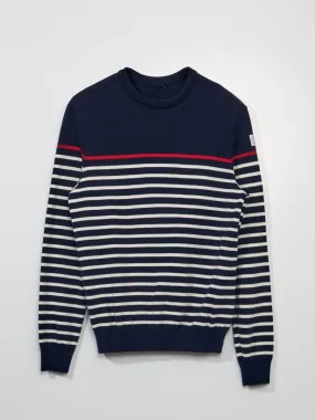 Pull marinière à col rond - Made in France - Bleu marine