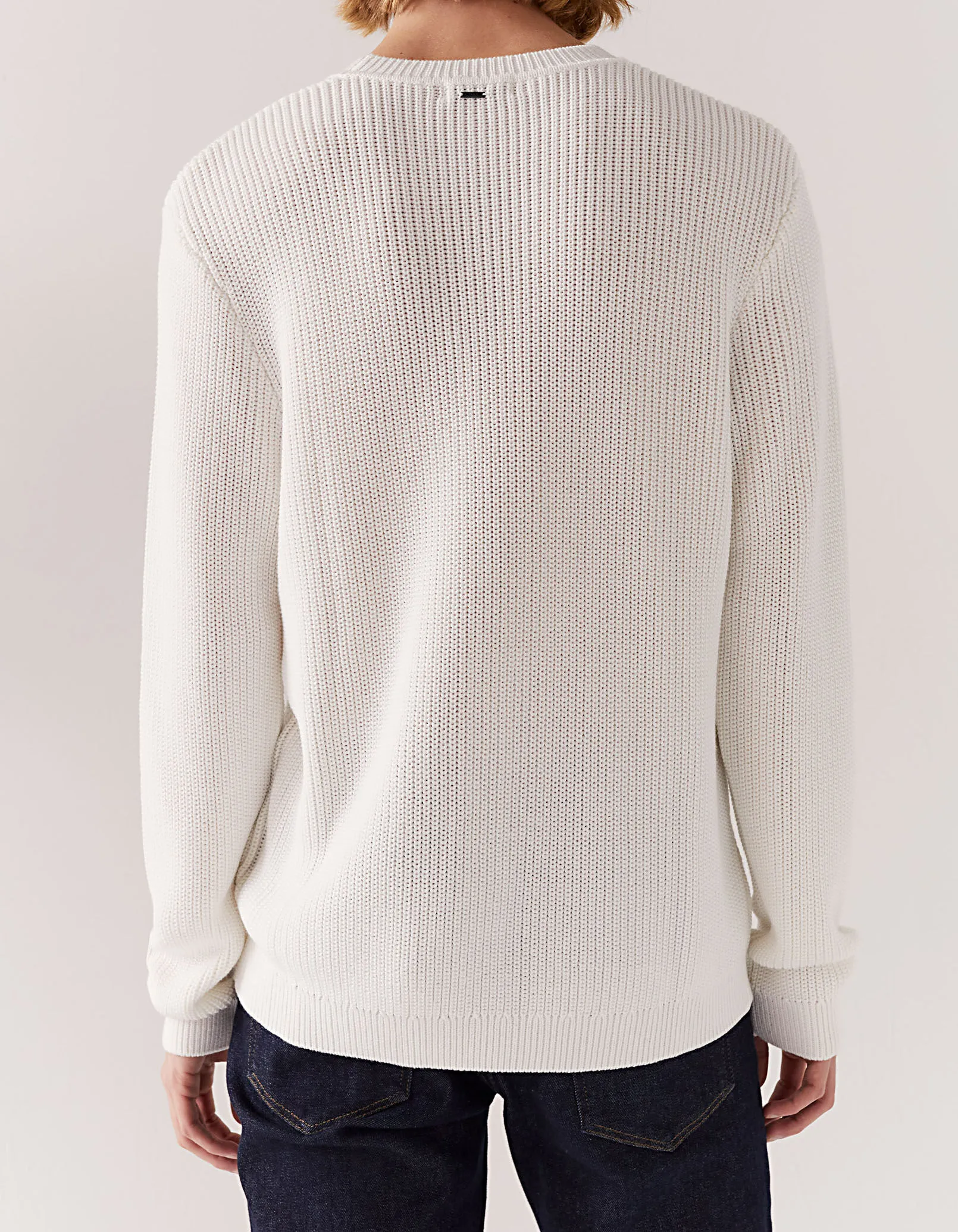 Pull off white tricot à relief Homme