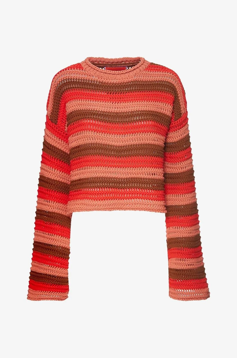 Pull raccourci rayé à manches évasées Crop Sweater