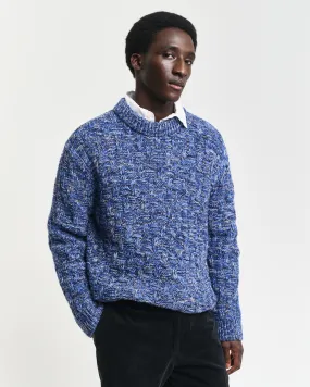 Pull ras du cou en laine mélangée texturée