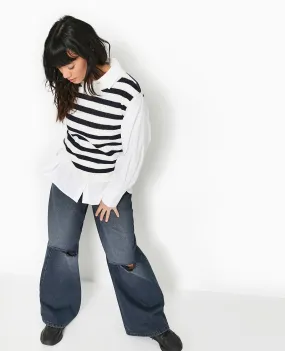 Pull sans manches rayé