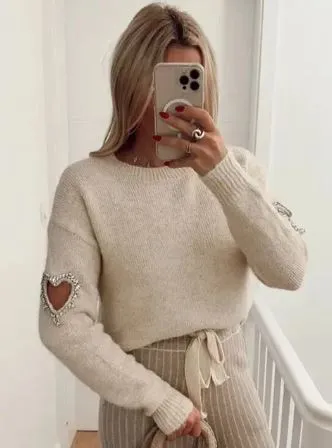 Pull évidé Fashion love heart