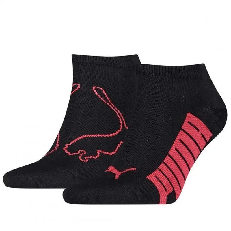 PUMA 2 paires de Socquettes Mixte Coton LIFESTYLE Noir Rouge