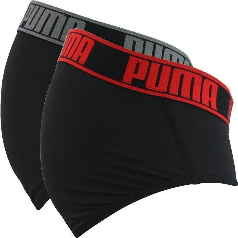 PUMA Lot de 2 Slips Homme Microfibre ACTIVE UNI Noir Rouge