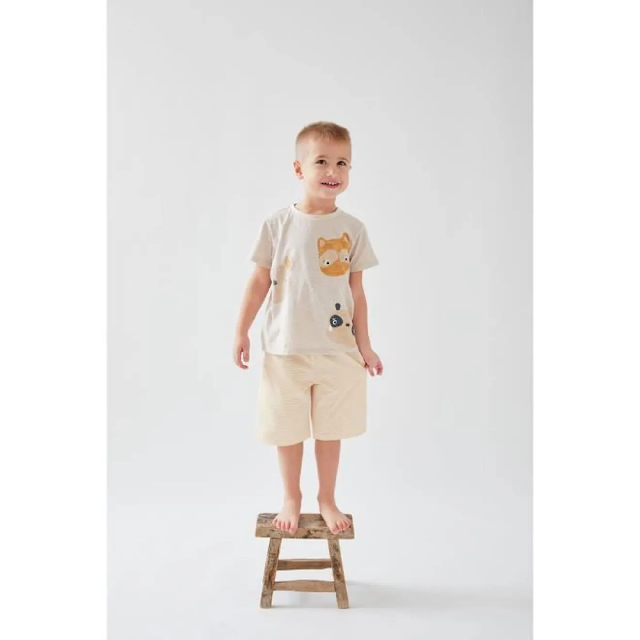Pyjama 2 pièces en jersey chiné/sable beige - Noukies