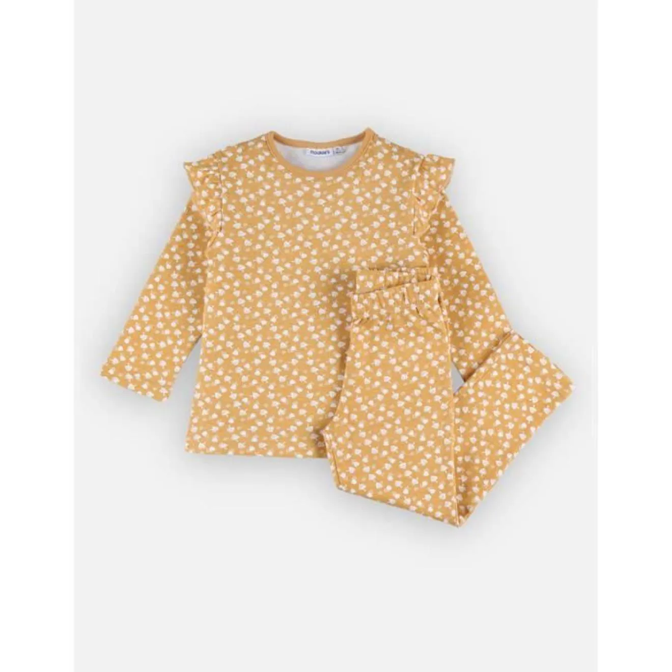 Pyjama 2 pièces imprimé fleuri en jersey jaune - Noukies
