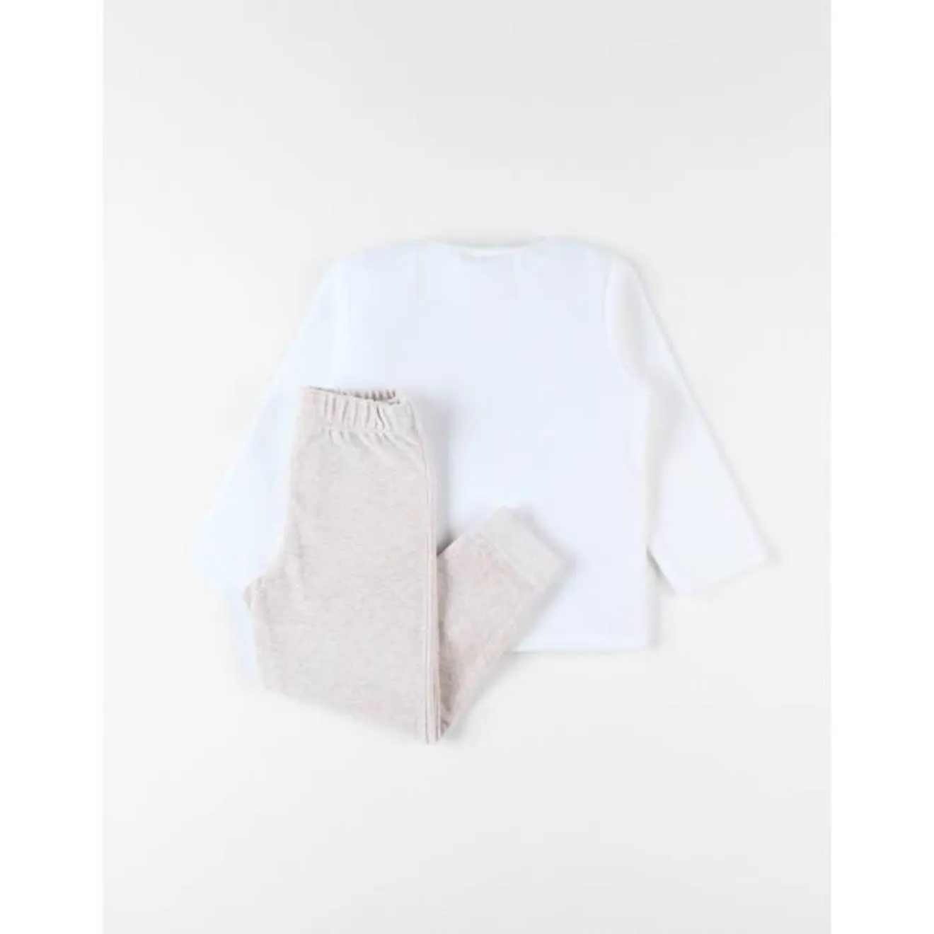 Pyjama 2 pièces renne en velours chiné ecru beige - Noukies