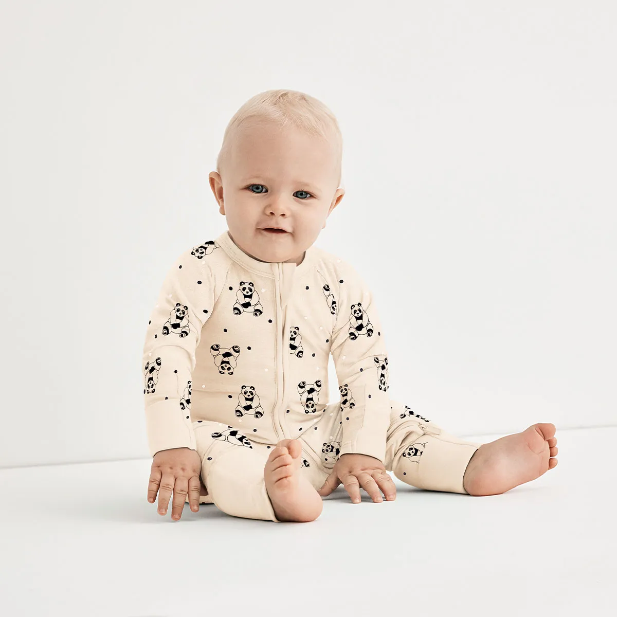 Pyjama bébé velours à zip double sens motif panda noir Dim ZIPPY ®