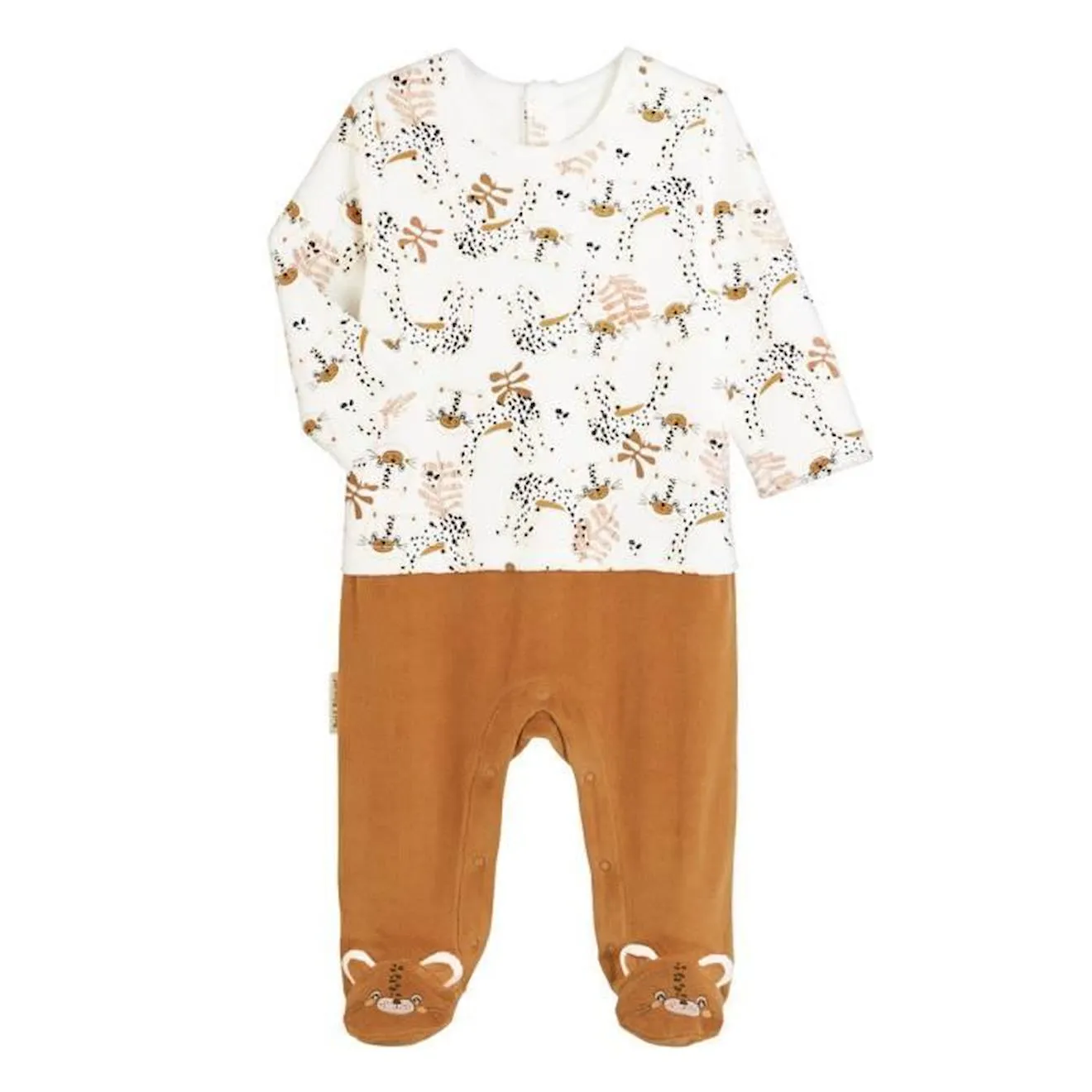 Pyjama bébé en velours Benghali blanc - Petit Beguin